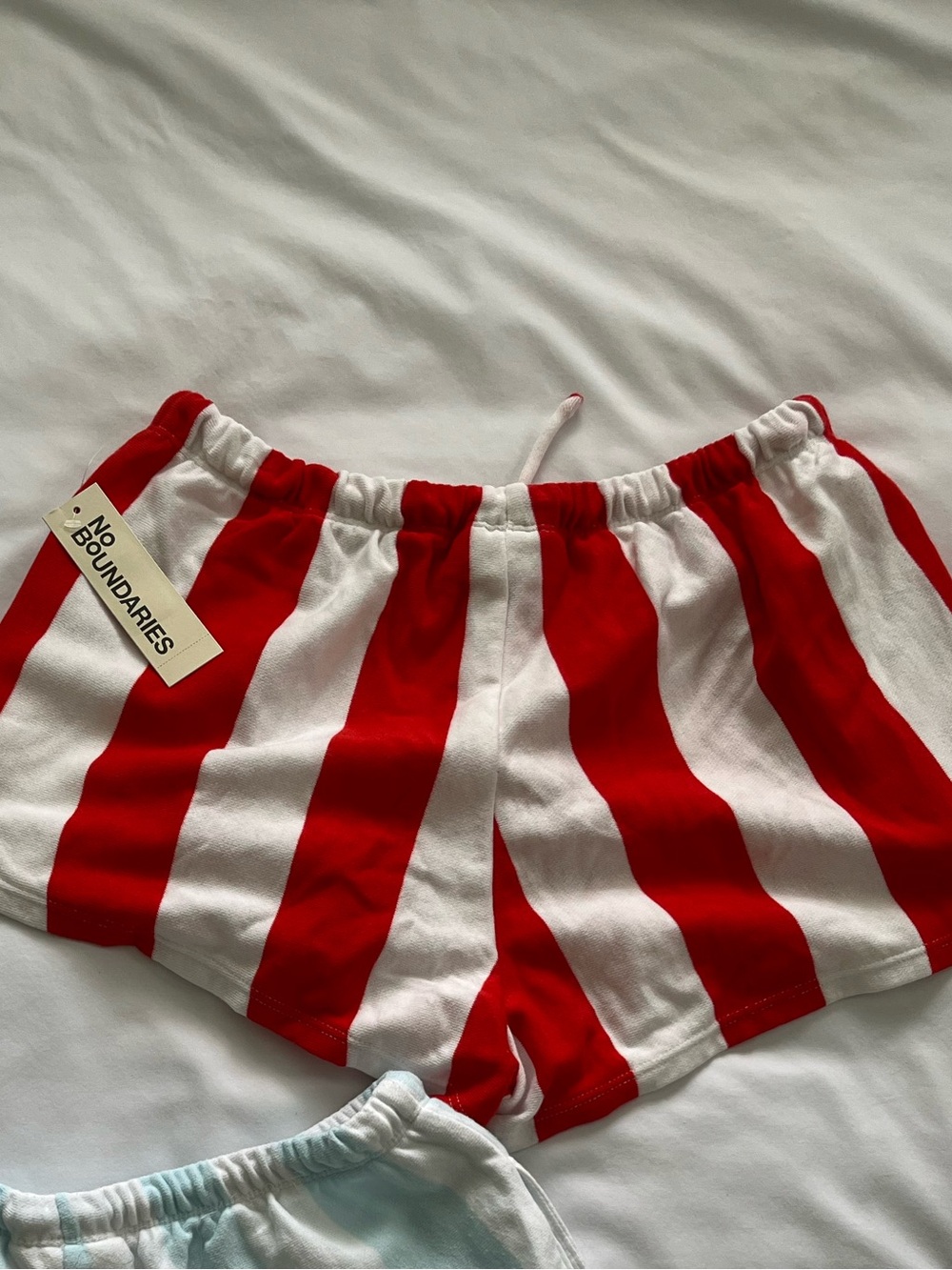 No Boundaries Red & White Striped Athletic Lounge Shorts